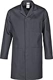 arbeitsmantel grau lang robuste klassische Baumwolle - hohe Strapazierfähigkeit, hautfreundlich, atmungsaktiv, temperaturausgleichend und bis 60 °C waschbar