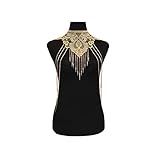 Größe:Länge:38+5cm J.Memi\'s Aleación Spitze Schulter Kette Bauchketten Körper Schmuck Halskette Quaste Niete Mehrschicht Mode-Serie KH-1930 Für Frauen
