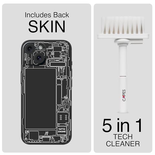 Image of Capes India Mobile Phone Skins Compatible with Apple iPhone 15 | Not a Cover /Case | Protective Film Vinyl Sticker (Teardown Black, Full Body Skin + Tech Cleaner)
