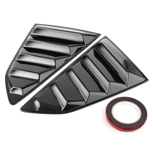 Image of Gloss Black Car Side Window Louver Compatible with Chevrolet Camaro 5th Gen 2010-2015 2011 2012 2013 Car Rear Window Shutter Cover Spoiler(Carbon Fiber)