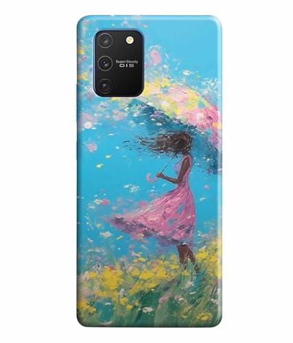 Image of Printed Hard Back Case Cover & Compatible for Samsung Galaxy S10 Lite | Painting Girl with Umbrella (Multicolor) - D1194