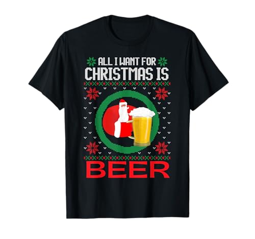 Camisola Feo engraçada de Natal All I Want For Christmas Is Beer t-shirt