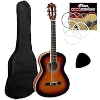 Embellished with an iconic sunburst design, this guitar looks as good as it sounds Designed with beginners in mind, the CLG2 is equipped with nickel wound and nylon strings which are easier on the fingers for optimum playability This classical guitar...