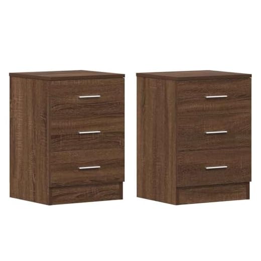 vidaXL 2X Mesitas de Noche Dormitorio Pasillo Consola Mesa Teléfono Dormitorio Balcón Entrada Salón Oficina Contrachapado Marrón Roble