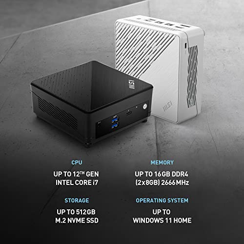 Image of msi Cubi 5 Mini PC: Intel Core i5-1235U, 8GB DDR4 (1x8GB) 2666MHz, 512GB SSD, WiFi 6E, BT 5.2, Thunderbolt Type-C, Dual Display, Energy Efficient, Black, Windows 11Pro: 12M-028US