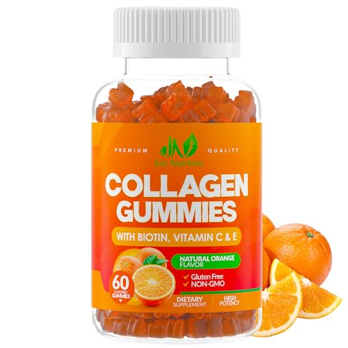 Collagen Peptides Gummies with Biotin, Vitamin C & E for Women & Men - Premium Hydrolyzed Collagen Type I & III for Hair, Skin & Nails Support - Gluten-Free, Non-GMO - 60 Gummies (30 Servings)
