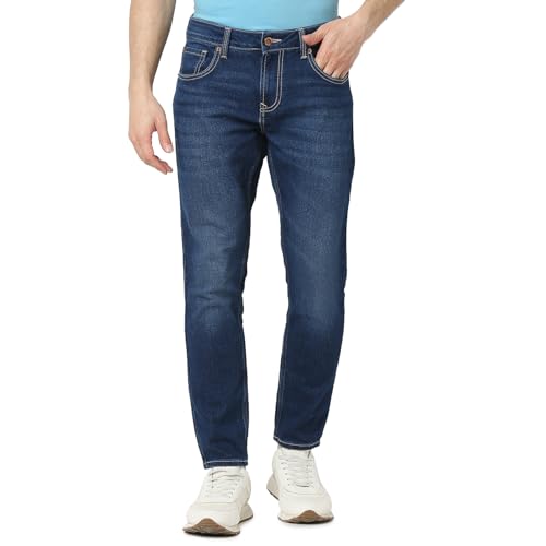 Image of Spykar Men's Kano Slim Fit Mid-Rise Jeans (Ankle Length)