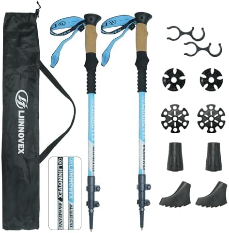 Trekking Poles – Lightweight, Collapsible, Adjustable Hiking Poles with Quick Flip Lock, 7075 Aluminum, Natural Cork Grip, Anti Shock Walking Sticks for All Terrain, Men and Women, 2 Pack Trekking Poles – Lightweight, Collapsible, Adjustable Hiking Poles with Quick Flip Lock, 7075 Aluminum, Natural Cork Grip, Anti Shock Walking Sticks for All Terrain, Men and Women, 2 Pack