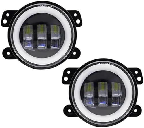 Phare antibrouillard 30W LED à halo blanc DRL Angel Eyes pour un éclairage de sécurité Wrangler