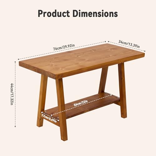 Warmiehomy Solid Wood Bench, 30” Rustic Farmhouse Entryway Bench for Living Room Dining Room Hallway Closet Room, Indoors & Outdoors Bench — view 2