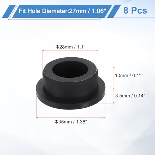 Image of uxcell 8Pcs Silicone Hole Plug, Waterproof Round Rubber Stoppers Bottle Seal Plugs Tube Pipe End Caps for 27mm /1.06 inch Hole for Bathtub Bottle, Black