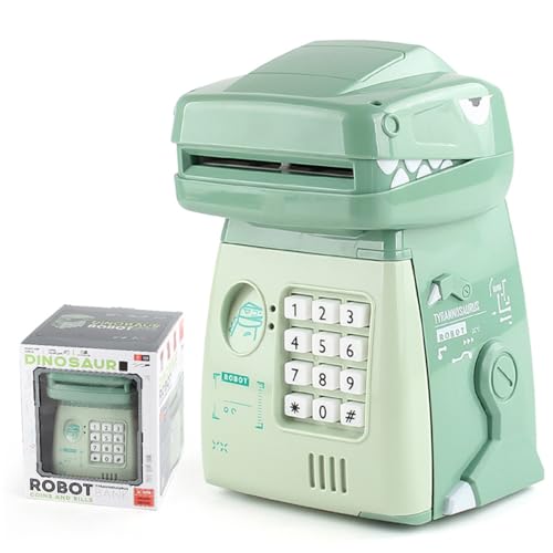 La Mejor Recopilación de Huchas más recomendados. 41 ZIMRAHYG Hucha electrónica Verde Dinosaurio de Gran Capacidad,alcancía con contraseña/música/Huella Digital,Cinco Modos de Voz Integrados, Moneda Superior, Mini Cajero...