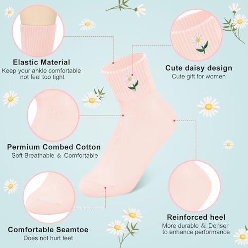Image of Eurzom 10 Pairs Socks Womens Crew Elastic Ankle Length Cotton Socks Aesthetic Cute Lightweight Low Cut Gifts for Women