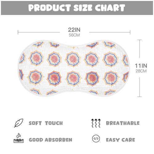 xigua Colorful Beach Umbrellas Muslin Baby Burp Cloths Set of 2, Super Soft & Absorbent Burping Rags, Cotton Burp Clothes Shower Gift for Newborn, Baby Girls and Boys4