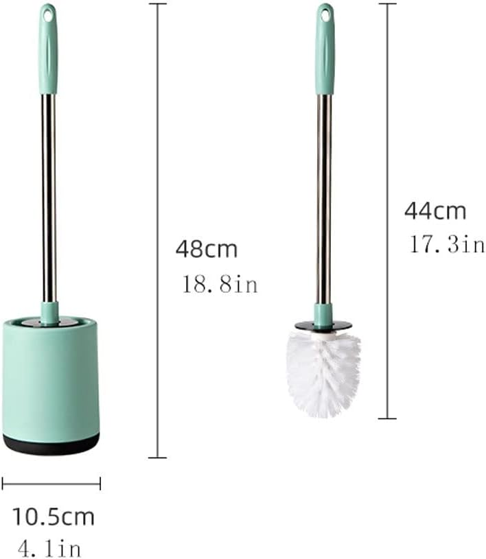 Toilet Brush Holder Wall-Mounted Toilet Brush Stainless Steel Long Handle Toilet Brush Modern Minimalist Household Bathroom Cleaning Toilet Brush Holder Set Toilet Brush Holders(White)