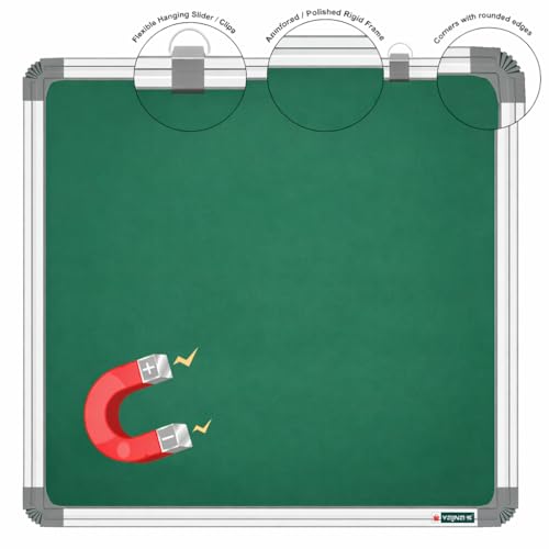 Image of YAJNAS 2x2 Feet Ceramic Steel (Magnetic) Green Chalkboard for Kids, Home & Kitchen with Heavy-Duty Aluminium Frame | Scratch-Proof & Corrosion-Proof Surface (Honeycomb Lightweight Core)