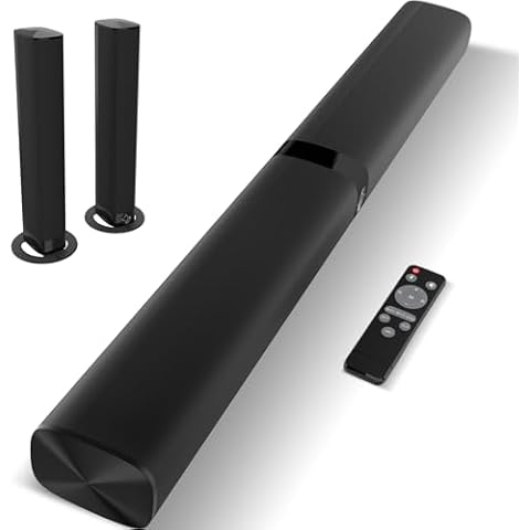Assistrust Sound Bar, 60W Sound Bar for Smart TV, 5.0 Bluetooth Soundbar for TV, Wired & Wireless Soundbar with Volume Boost & Equalizer Mode,ARC/Optical/AUX Connection, 2 in 1 Detachable TV Sound Bar Cover
