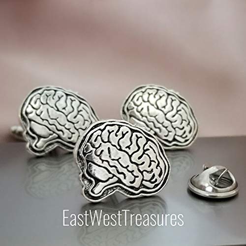 Human Anatomy Brain Cufflinks, Cuff links, Lapel Tie Pin Tack, Brooch, Psychiatrist Psychologist Gifts for Men