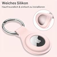 JETech Silikon Hülle für AirTag, 2 Stück, mit Schlüsselanhänger, Rosa – Ansicht 3
