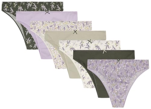 Women'secret Pack Braguitas 1 Pack 7 Bragas brasileñas algodón Lavanda, Verde Estandar, XS Women's
