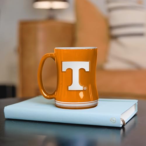 Image of Logo Brands NCAA Tennessee Volunteers 14oz Ceramic Relief Coffee Mug - Officially Licensed Mug, Sculpted 3D Logo and Team Colors - Comfortable Handle and Glossy Finish for College Sports Fans