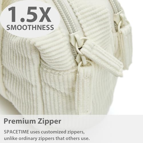 Image of SPACEMATE Pencil Case Pouch Box Bag School Supplies Girls Boys Kids, Cute Preppy Stuff Large Big Capacity Aesthetic Pen Organizer, Back to College Stationary, Beige, Corduroy Style, 1800ml