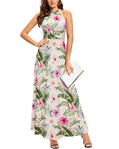 Image of STYLEWORD Women's Summer Floral Halter Maxi Dress Vacation Semi Formal 2026