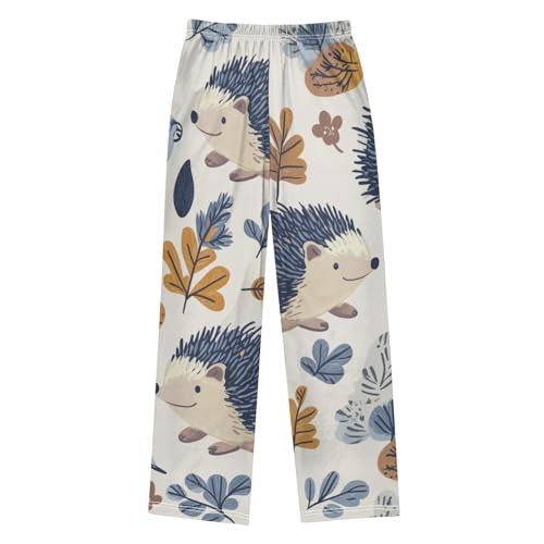 ZZXXB Hedgehog with Leaves Boys Long Pants Soft Trousers Elastic Waist Kids Lounge Bottoms with Pockets S-XL2