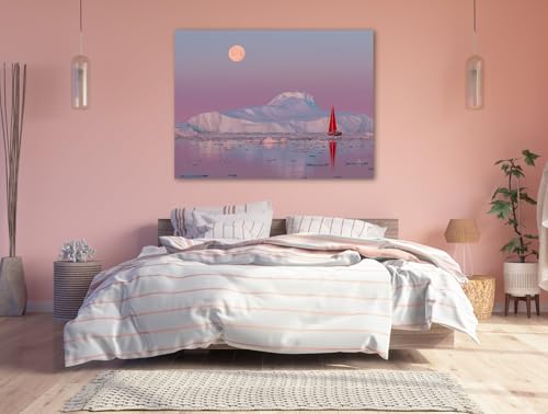 Tableau Plexiglas Groenland Crépuscule - Décoration Murale Paysage Arctique 120x90