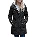YYNUDA Wintermantel Damen Warm Gefüttert Winter Parka Mittellang Winterjacke Winterparka mit Fellkapuze Dicke Coat Große Größen #337 Schwarz L