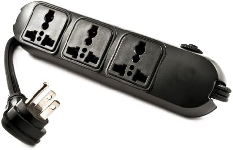 Simran SM-60 Universal Power Strip 3 Outlets for 110V-250V Worldwide Travel with Surge/Overload Protection