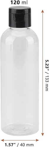 Miniatura 2 de LEXININ Paquete de 60 botellas de plástico transparente de 4 onzas con tapas abatibles, botellas vacías de plástico para viaje, recipientes
