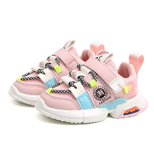 Bolayu Baby Girl Boy Mesh Breathable Velcro Sneakers Kid Casual Fashion Walking Running Nonslip Sport Shoes Pink