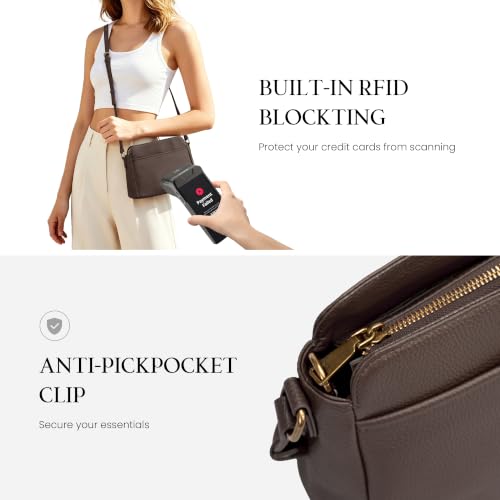 Image of befen Anti-theft Crossbody Bag for Women Genuine Leather, Small Cross Body Shoulder Handbags with RFID Card Slots