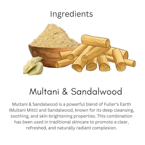 Image of Khadi Multani & Sandalwood Handmade Bathing Soap Bar 125g (Pack of 5) | Natural & Herbal | Hydrating, Glowing & Brightening | For Skin Pores & Wrinlees | All Skin Types | For Men & Women