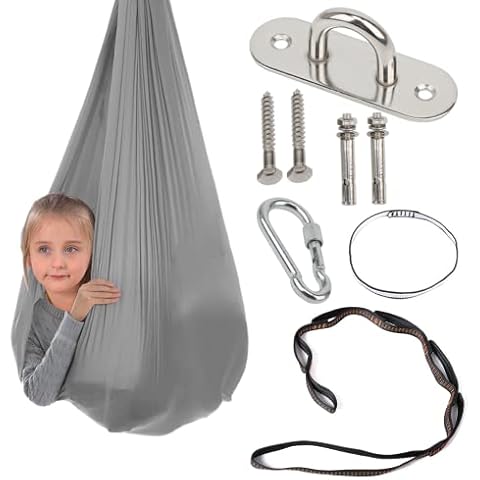 Yoga Swing Sensory Therapy Elastic Swing Snuggle Cuddle Hammock For Kids/Adult With Special Needs Autism, ADHD, Aspergers And Sensory Integration ( Color : Gray , Size : 150×280CM/59×110in ) Cover