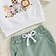 Baby Jungen Sein 1. Erster Geburtstag Bekleidungsset 2PCS Cartoon Tiere Buchstaben Ein Druck Langarm Sweatshirt Hose mit Kordelzug Ein Jahr alt Geburtstagsfeier Kleidung Set (Weiß, 12-18 Months)
