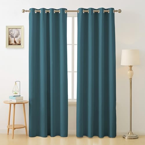 Image of Cloth Fusion 90% Blackout Door Curtains 8 Feet Long Set of 2, Room Darkening Parda with Stainless Steel Grommets for Home Decor (8x4 Feet, Prussian Blue)