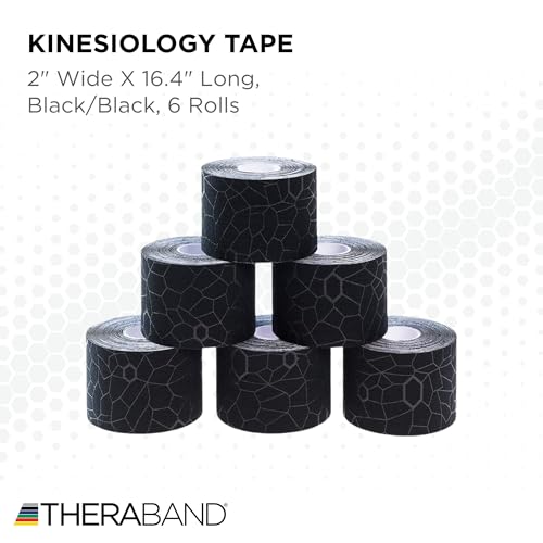 image for THERABAND Kinesiology Tape, Black/Black, 6 Rolls, with XactStretch Ind