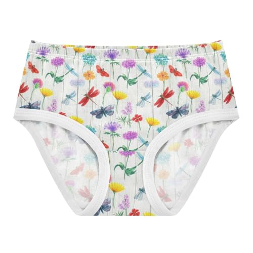 Joisal Cotton Girls Underwear Toddler Vintage Wildflowers Dragonflies Girl Panties Cute Animals Underpants Briefs 2t