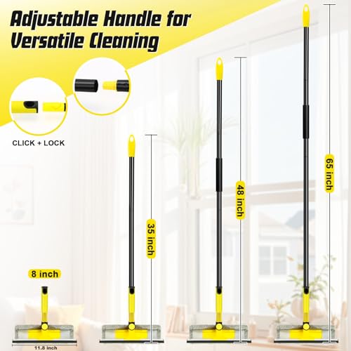 Image of Professional Window Squeegee with 60 inch Extension Pole for Home | 2 in 1 Squeegee for Window Cleaning with Scrubber / Rotatable Head for Car Glass Shower Indoor & Outdoor High Windows