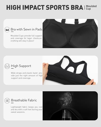 Image of RUNNING GIRL Sports Bras for Women High Support, Adjustable Straps High Impact Racerback Bra with Hook Closure Molded Cup