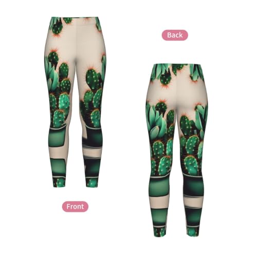 Leggings de compresión para mujer con estampado de cactus y tacto suave 4