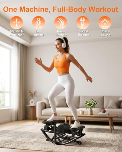 Image of Rocking Steppers for Exercise at Home, Rocker Stepper Side to Side with Resistance Bands & Handlebar for Full Body Workout, Low-Impact Lateral Stepper Exercise Machine with Digital Monitor