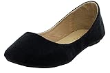 Refresh DEMI-01 Women Hot Comfy Sweet Classic Round Toe Ballet Flat Slip On Shoe, Color:BLACK, Size:6