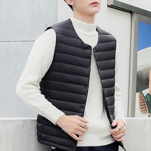 Men's Down Vest Male Collarless Lightweight Puffer Vest Man Winter Warm Quilted Sleeveless Jacket4