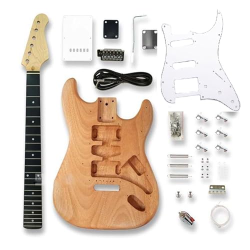 Unfinished Guitar Body Double Shake Electric Guitar Kit Assembly DIY 6 String 22 Fret Accessories(For st)