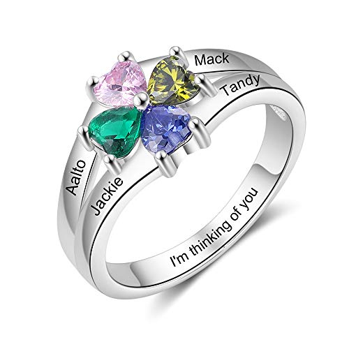 kaululu Mom Rings with Birthstones Custom Mothers Ring with Name Personalized Promise Rings for Her Jewelry for Women Grandma Wife Daughter Mothers Day Ring