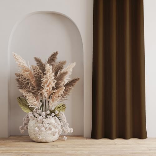 Image of LaVichitra 2 Pieces Premium Blackout Curtains - Thermal Insulated, 3 Layered, 100% Opaque Long Door Curtain - 8 ft, Brown