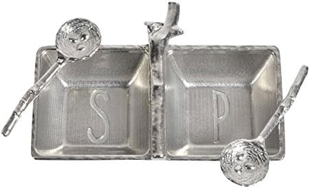 Pewter Petite Salt & Pepper Tray with Twig and Bird's Nest Spoons